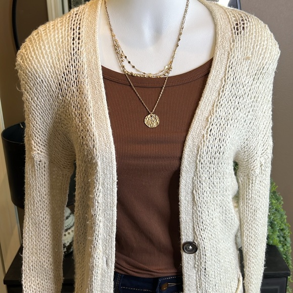 HOLLISTER Open Weave Cardigan Natural Ecru Beige Size XS / S - Picture 4 of 9